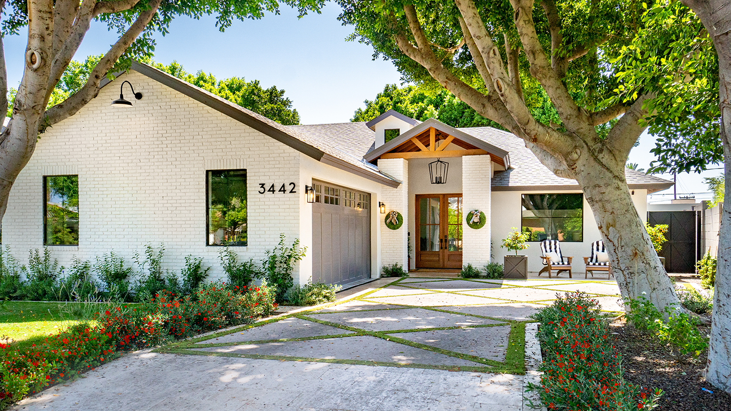Nice modern house entrance and garage